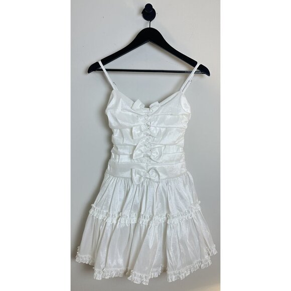 FOR LOVE & LEMONS Whipped Cream Taffeta Mini Dress in White Size X-Small - Picture 4 of 13